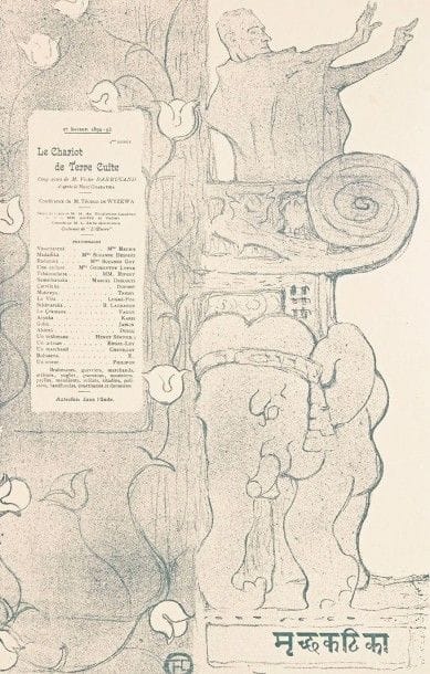 Henri de TOULOUSE-LAUTREC (1864-1901)

Le Chariot de terre cuite. Programme pour le théâtre de l'oeuvre. 1895. Lithographie. 280 x 436. Wittrock 89; Aitken 69. Impression en bleu. Très belle et fraîche épreuve sur vélin teinté saumon, tirée pleines marges, doublée sur vélin blanc. Toutes marges.