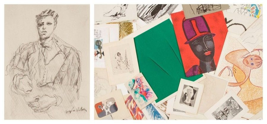 DIVERS

Un fort lot de cartes d'invitation, cartes de voeux, pl. pour Vingtième Siècle? par ou d'après Y. Alix, Bazaine, Braque, Chagall, Clavé, Cocteau, Delaunay, Dubuffet, Ernst, Fontana, Krol, Lardera, Léger, Marini, Matisse, Papart, Picasso, Severini, Tal-Coat, Tàpies, Geer van Velde, Villon, etc. Lithographie; eau-forte; procédé photomécanique? Certaines signées, avec envoi. Ens. 88 p. env.
