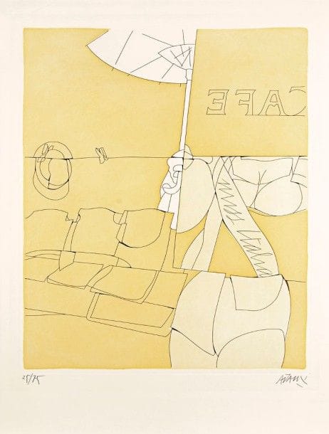 Valerio ADAMI (Né en 1935)

Café, Miss Italia. Vers 1980. Eau-forte et lithographie. 540 x 715. Impression en couleurs. Très belle épreuve sur vélin, numérotée et signée au crayon. Quelques habiles restaurations. Toutes marges. Tirage à 75 épreuves.