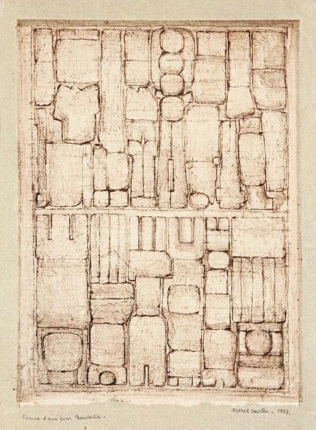 Pierre Courtin (1921-2012)

Noces. 1957. Gravure (échoppe et burin). [188 x 343]. Putman 275. Très belle épreuve tirée en brun sur papier de soie appliqué sur papier exotique jaune paille, annotée au crayon « Epreuve d'ami pour Boudaille », signée et datée. Toutes marges. De toute rareté. Tirage à 4 épreuves.