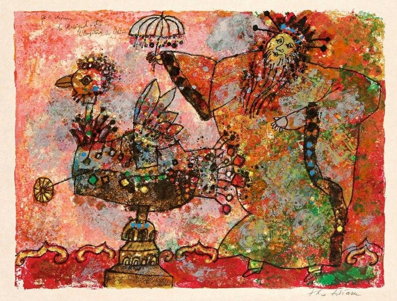 THEO TOBIASSE (1927-2012)

Le Rossignol et l'Empereur de Chine (d'après H. C. Andersen). Vers 1980. Lithographie. 650 x 492. Impression en couleurs. Très belle épreuve sur japon nacré, signé au crayon. Long pli horizontal en pied, traversant la signature. Toutes marges non ébarbées.