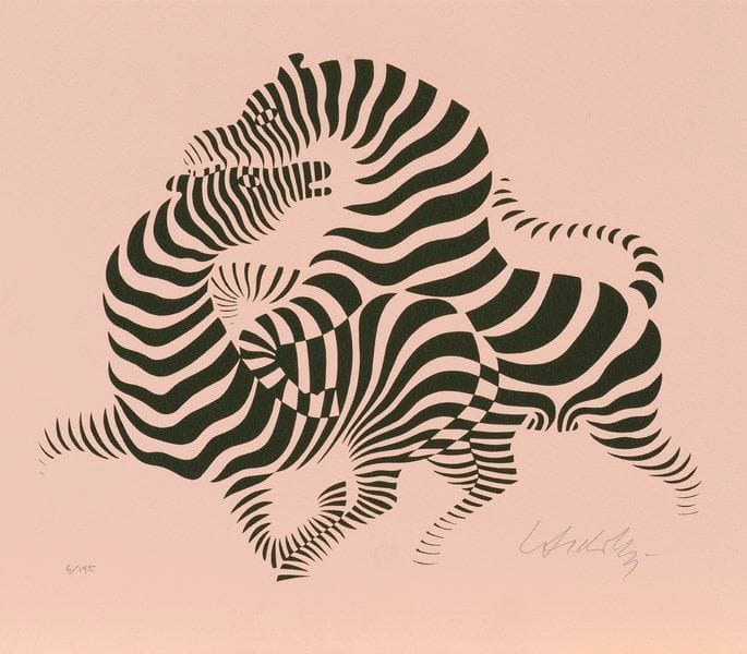 Victor VASARELY [hongrois] (1908-1997)

Zèbres fond rose
Sérigraphie.
Signée et numérotée sur 175.

26 x 30 cm