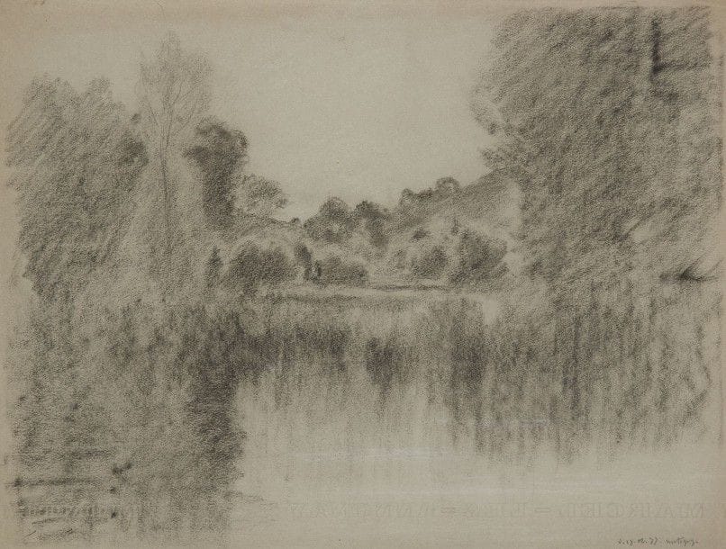 Théophile CHAUVEL (1831-1910)

Étang à Martigny
Fusain.
Monogrammé, daté (?) et situé en bas à droite.

25 x 33 cm