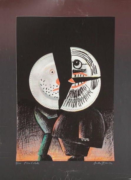 André FRANCOIS (1915-2005)

Personnage à l'assiette cassée
Sérigraphie.
Signée, dédicacée et numérotée sur 100.
(Craquelures et griffures).

74 x 54 cm