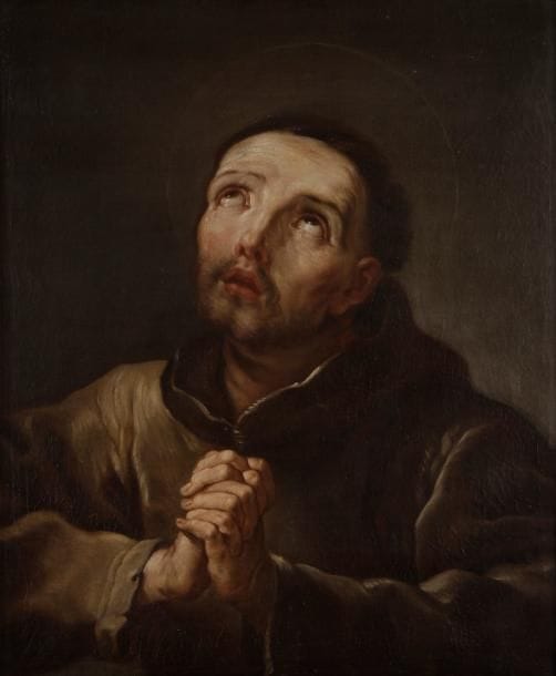 Attribué à Charles Joseph NATOIRE

Saint François en prière
Toile.
60 x 50 cm
Inscriptions sur une étiquette au revers du châssis: Série 8 n°19 / Collection marteau n°29 / St François Copie du Guide / par Natoire pour les fêtes de son ami / François Marteau, graveur de / Louis XV, mon aïeul au 5ème degré.
Provenance:
Collection Marteau.
Notre tableau est une reprise partielle du tableau d'autel de Guido Reni (Soie, 382 x 242 cm) conservé à la Pinacothèque de Bologne. (Voir S. Pepper, Guido Reni, Oxford, 1984, n°135, reproduit fig. 164)