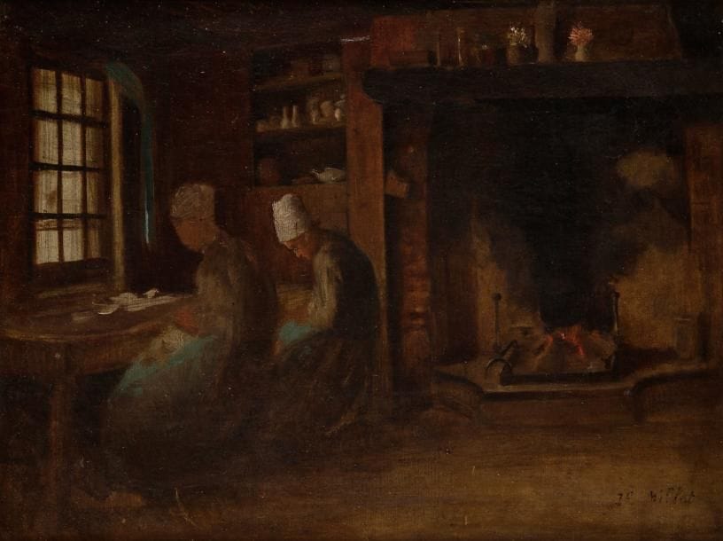 École Française du XIXe siècle

Les couturières
Sur sa toile d'origine.
33 x 40,5 cm
Porte une signature en bas à droite JF Millet