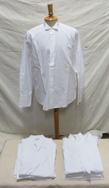 Treize chemises à cols cassés pour homme, style XXe. Matières: coton et synthétique.
