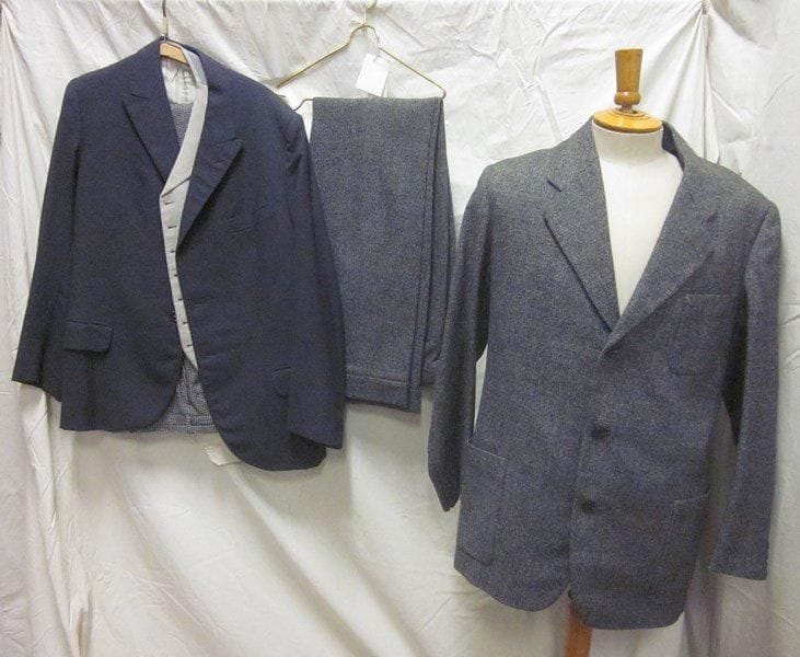 Deux costumes, style 1900 portés par Monsieur Félix Marten pour le film Maxime (de Henri Verneuil, 1956).