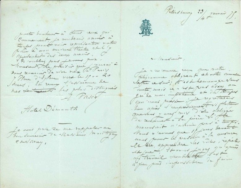 THÉÂTRE. 26 lettres ou pièces, la plupart L.A.S.
 Fernand Briet (16, à un auteur dramatique, parlant de Sardou, Judic, Millaud et du Théâtre du Palais-Royal), Suzanne Brohan (2, une à Suzanne Reichenberg), Anna Judic (4, dont un communiqué de presse élogieux), Angèle Pasca (longue lettre enthousiaste à un auteur dramatique, Pétersbourg 1875), Polaire, Jenny Thénard, Gustave Worms (longue et belle lettre à Dalloz, parlant de Mme Pasca et de la Russie, Saint-Pétersbourg 1871). Plus diverses notices, coupures de presse, et portraits.
