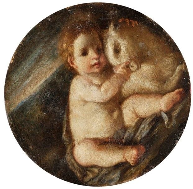 Ecole Bolonaise du XVIIe siècle

Saint Jean-Baptiste enfant
Cuivre rond.
Diamètre: 14,5 cm
Sans cadre.