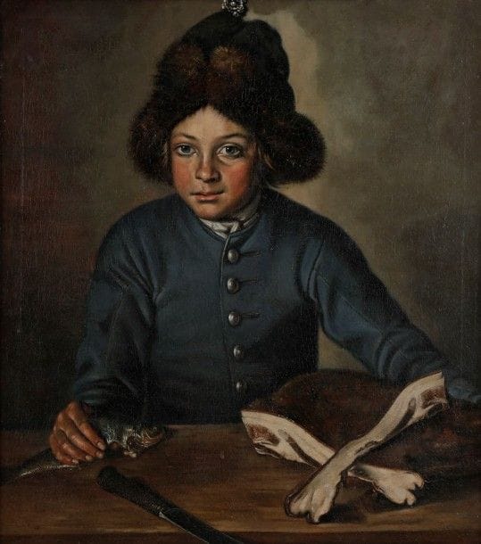 École du NORD de l'ITALIE du XVIIIe siècle
Le Jeune Marchand de poisson
Toile.
75 x 69,5 cm