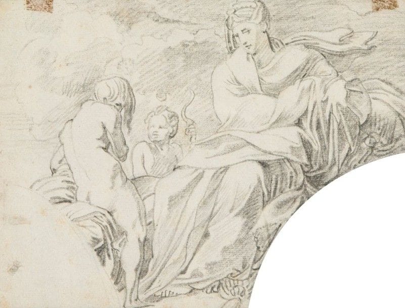 École FRANÇAISE du début du XIXe siècle

Une femme et deux enfants à l'antique, projet de décor
Pierre noire.
15 x 19,5 cm, forme découpée.