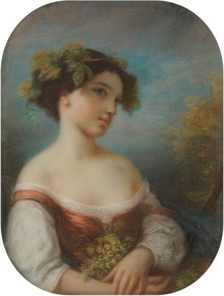 Léon Henri Félix DARDEL (Paris 1814 - 1900)

Jeune fille aux raisins, allégorie de l'Automne
Pastel.
71 x 55 cm

Provenance: Famille Dardel.

Léon Dardel exposa au Salon entre 1831 et 1839.