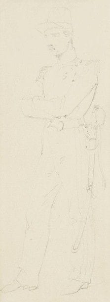 Horace VERNET (1789 - 1863)

Études de soldats
Six dessins à la mine de plomb.
12,5 x 7,5 cm, 17 x 6,5 cm, 19,5 x 7,5 cm, 19 x 8 cm, 17 x 7 cm et 16 x 12,5 cm