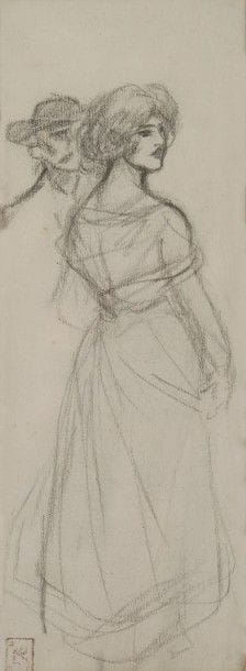 Théophile-Alexandre STEINLEN (1859-1923)

Homme au chapeau et élégante
Dessin au fusain.
Cachet de la vente de l'atelier en bas à gauche (Lugt 2341b).
32 x 11 cm