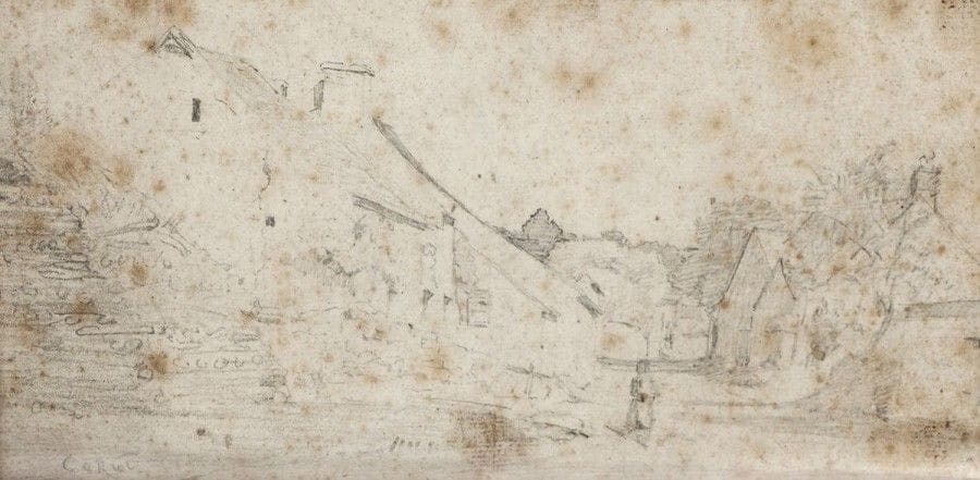 Jean-Baptiste Camille COROT (1796-1875)

Rue de village
Dessin au crayon.
Signé en bas à gauche.
(Rousseurs)
11,5 x 23 cm

Commentaire:
L'authenticité de l'oeuvre a été confirmée par Mme Claire Lebeau et M. Martin Dieterle.