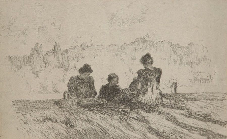Henri LEBASQUE (1865-1937)

Le Pique-nique, 1905-06
Dessin au crayon noir.
Signé en bas vers la droite.
24 x 39 cm

Commentaire:
Nous remercions Madame Bazetoux d'avoir confirmé l'authenticité de cette oeuvre.
Notre dessin est une étude préparatoire pour le tableau éponyme (Bazetoux n178).