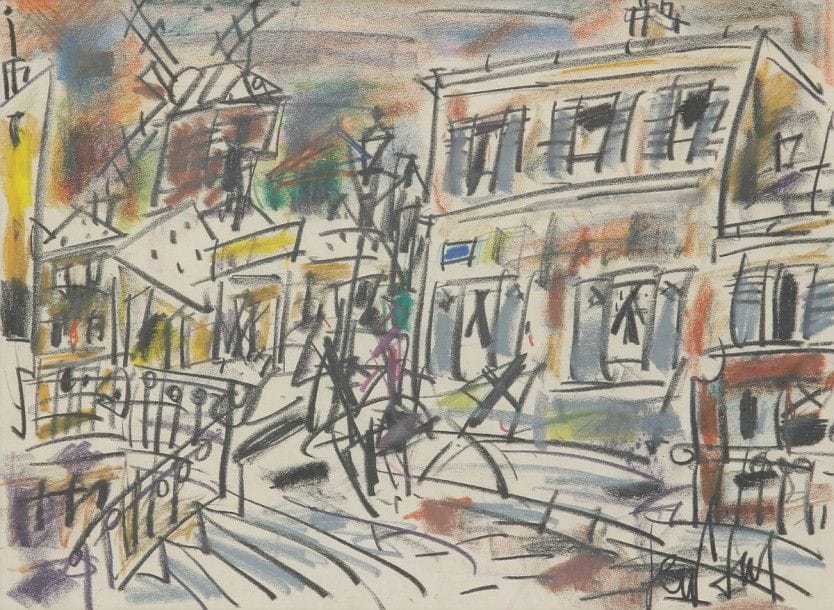 GEN-PAUL (1895-1975)

Montmartre, la maison du peintre et le Moulin de la Galette, 1960
Crayolor et pastel gras.
Signé en bas à droite.
30 x 40 cm