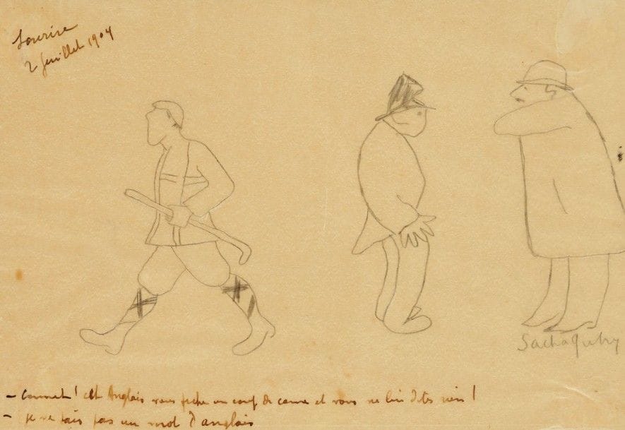 Sacha guitry (1885-1957)

Études pour le Sourire, 1904
Dessin à la mine de plomb.
Signé en bas à droite.
Annoté et daté.
16,5 x 23 cm