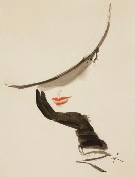 René GRUAU (1909-2004)

Femme au chapeau et au gant noir, la main au menton
Dessin à l'encre de Chine, à la gouache et à l'aquarelle sur vélin.
Signé en bas à droite.
32,5 x 25 cm