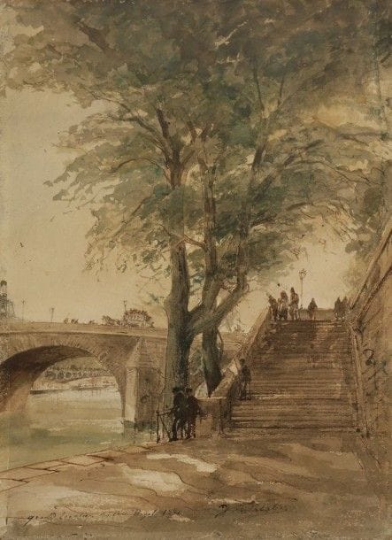 François-Victor SABATIER (1823-1891)

Paris, grand escalier du Pont Royal, 1881
Dessin à l'encre et à l'aquarelle.
Signé, daté et titré en bas à gauche.
35 x 25 cm