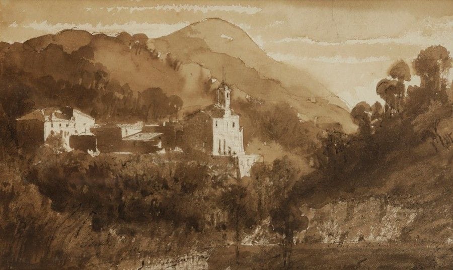 François-Victor SABATIER (1823-1891)

Saint-Pons, le château et la grotte, 1871
Dessin à l'encre et lavis d'encre sépia.
Signé, titré et daté dans le bas de la feuille.
13,5 x 23 cm