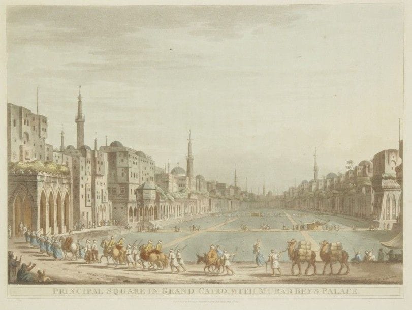Luigi Mayer (1755 - 1803) d'après, fin XVIIIe siècle

Neuf vues d'Égypte.
Aquatintes coloriées intitulées: "Egyptian Dancing Girls", "Ferry Boats near Nedssili", "An Arabian Summer House upon Antique Fragments on the Canal of Menouf", "An Arab Sheik of a Village in Egypt", "The Town of Foua, on the Banks of the Nile", "Principal Square in Grand Cairo, with Murad Bey's Palace", "An Egyptian Bey", "Egyptian Ball at Ned Sili", "An Egyptian Fair at Kafr Radoin". Dim. à vue: 33 x 21,5 cm, 22,5 x 30,5 cm, 32 x 22 cm, 31 x 23 cm
Nine hand - coloured aquatints of Egypt, Luigi Mayer (1755 - 1803), late18th century.
