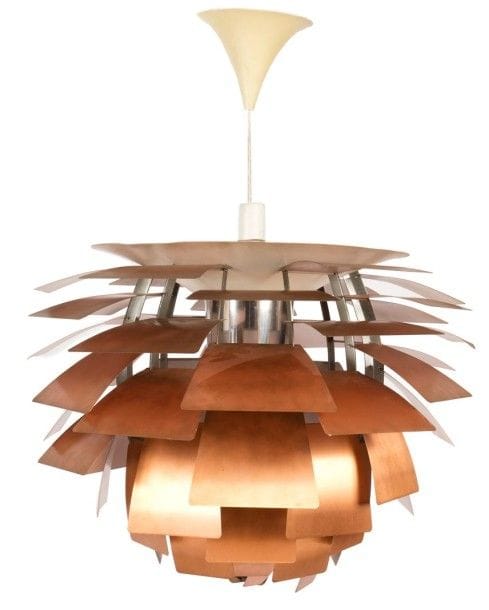 Poul HENNINGSEN (1894-1967) designer & Louis POULSEN éditeur


PH Artichoke, grand format, le modèle créé en 1958
Importante suspension en cuivre, acier et aluminium.
L'intérieur des feuilles laqué blanc.
Édition ancienne.
Hauteur: 85 cm 
Diamètre: 84 cm