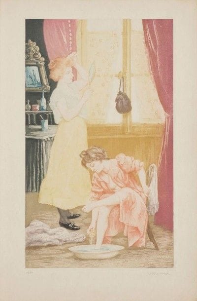 CHARLES MAURIN (1856-1914)

Première toilette. Aquatinte. 250 x 410. Impression en couleurs. Très belle épreuve sur japon, numérotée et signée au crayon. Timbre sec: Sagot éditeur Paris (Lugt 2254)