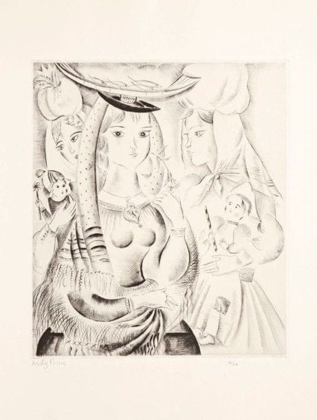 Mily Possoz (portugaise, 1888-1967)

Scène portugaise. 1930. Pointe sèche. 294 x 335. Très belle épreuve sur vélin, signée et numérotée au crayon. Toutes marges. Tirage à 60 épreuves