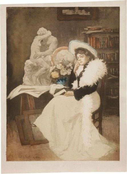 Manuel ROBBE (1872-1936)

La Fin d'un roman. 1906. Aquatinte. 375 x 520. Impression en couleurs. Belle épreuve sur vergé, soigneusement lavée, signée à la pierre noire dans le sujet. Courtes déchirures en tête. Marges réduites