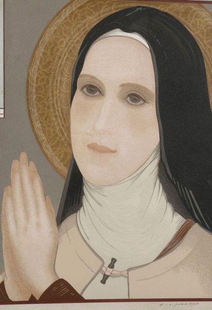 François-Louis SCHMIED (1873-1941)

Sainte Thérèse (partie centrale du triptyque). 1932. Gravure sur bois. 320 x 430. Impression en couleurs. Très belle épreuve sur soie doublée sur vélin, signée à la plume. Très rare. Tirage à quelques épreuves. Cadre