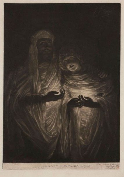 James-J.-J. Tissot (1836-1902)

Apparition médiunimique. 1885. Manière noire. 490 x 344. Wentworth 76. Belle épreuve sur vélin fort, timbrée (Lugt 1545), lavée et finement doublée sur japon. Toutes marges