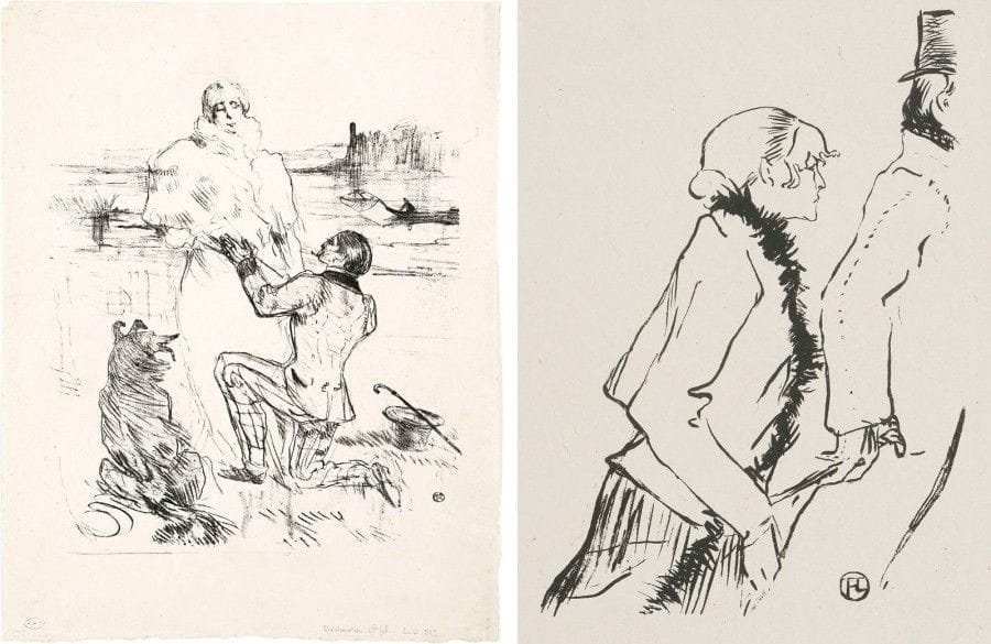 Henri de TOULOUSE-LAUTREC (1864-1901)

Carnot malade. 1893. Lithographie. 177 x 235. Delteil 25; Wittrock 12. Belle épreuve sur chine volant, le sujet réduit, du tirage effectué après 1901. Toutes marges. Joint: Pauvre pierreuse ! 1893; Déclaration. 1898. Lithographie. 172 x 240 et 225 x 263. Delteil 26 et 327; Witrrock 13 et 305; A. 35. Belles épreuves sur chine volant, la première avec le nom de Cavel, sans lettre, d'un tirage effectué après 1918, la seconde, sans lettre, d'un tirage antérieur à 1926. Épidermures. Toutes marges. Ex-coll. H.-M. Petiet. Ens. 3 p