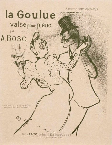 Henri de TOULOUSE-LAUTREC (1864-1901)

La Goulue valse pour piano. 1894. Lithographie. 245 x 308. Delteil 71; Wittrock 65. Impression en vert olive. Belle épreuve sur vélin, doublée sur vélin fort. Fines traces de plis et fractures restaurés dans le sujet. Toutes marges