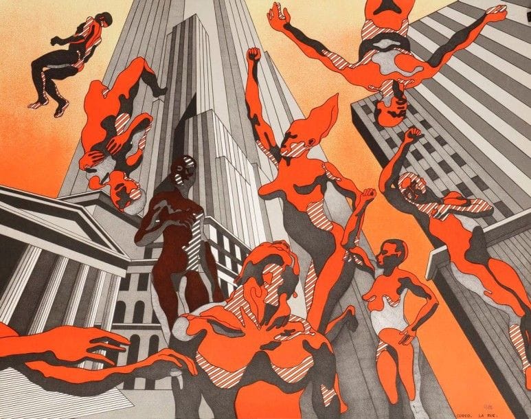 Henri CUECO (né en 1929)

Les Hommes rouges I et II; La Rue; L'Université; Le Cri du peuple; Manifestation I et II; La Grève. Vers 1970. Photolithographie. Chaque 645 x 495. Impression en couleurs. Belles épreuves tirées pleines marges sur vélin blanc. Ens. 8 p