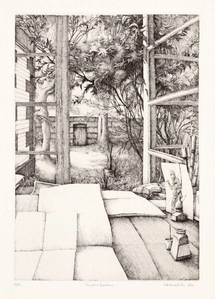 Érik DESMAZIÉRES (né en 1948)

Jardin à Bordeaux. 1979. Eau-forte. 202 x 296. Fitch 38. Parfaite épreuve sur vélin, numérotée, titrée, signée et datée au crayon. Toutes marges. Tirage à 90 épreuves