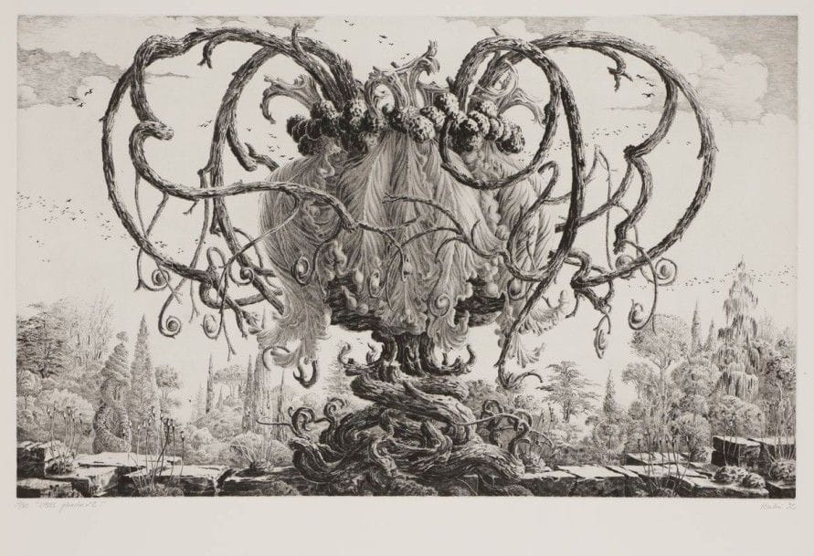 François HOUTIN (né en 1950)

Vases, planche n° 2. 1992. Pointe sèche. 590 x 365. Parfaite épreuve sur vélin blanc, numérotée, titrée, signée et datée au crayon. Toutes marges. Tirage à 80 épreuves