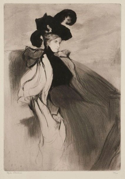 Edgar CHAHINE (1874-1947)

L'Italienne, ou Portrait de Madame B. 1900. Pointe sèche et lavis d'acide. 278 x 400. Tabanelli 47. Superbe épreuve sur vergé, tirée à l'effet, signée et numérotée au crayon. Quelques minuscules rousseurs éparses. Toutes marges. Tirage à 40 épreuves