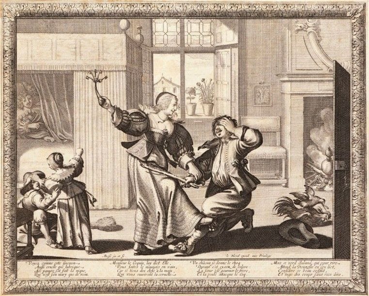 Abraham BOSSE (1602-1676)

Le Mari battant sa femme; La Femme battant son mari. Vers 1633. Eau-forte et burin. 330 x 255. Duplessis 1383 et 1384. Très belles épreuve rognées à l'extérieur de la bordure, les traits de mise en place bien visibles dans la tablette. Quelques rousseurs claires. Marque de collection non identifiée. Ens. 2 p