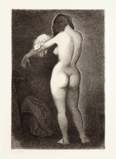 Pierre DUBREUIL (1891-1970)

Femme de dos s'essuyant le bras. 1963. Burin. 265 x 395. Très belle épreuve sur vélin, signée et numérotée au crayon, puis titrée en pied. Toutes marges. Tirage à 50 épreuves