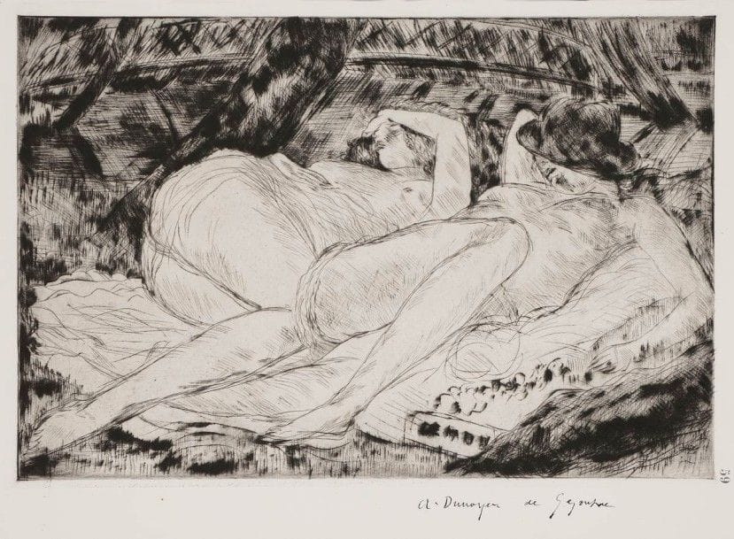 André DUNOYER DE SEGONZAC (1884-1974)

Les Demoiselles de la Marne. 1921. Pointe sèche. 415 x 278. Lioré et Cailler 37. Très belle épreuve sur vélin, signée à la plume et à l'encre et numérotée au composteur. Toutes marges