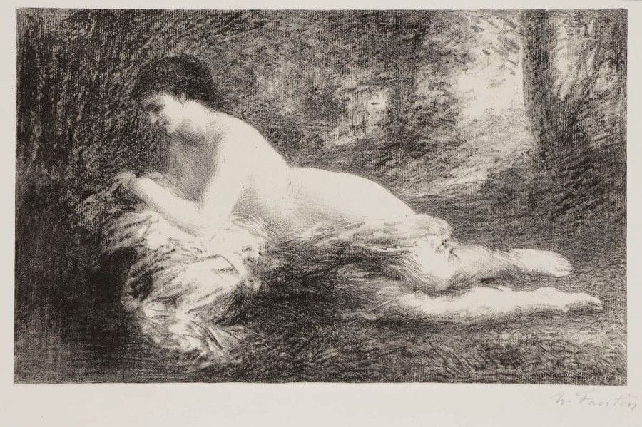 Henri FANTIN-LATOUR (1836-1904)

Rêverie. 1903. Autographie. 315x 192. Hédiard-Mason 159. Très belle épreuve sur vélin blanc fort, signée au crayon. Toutes marges
