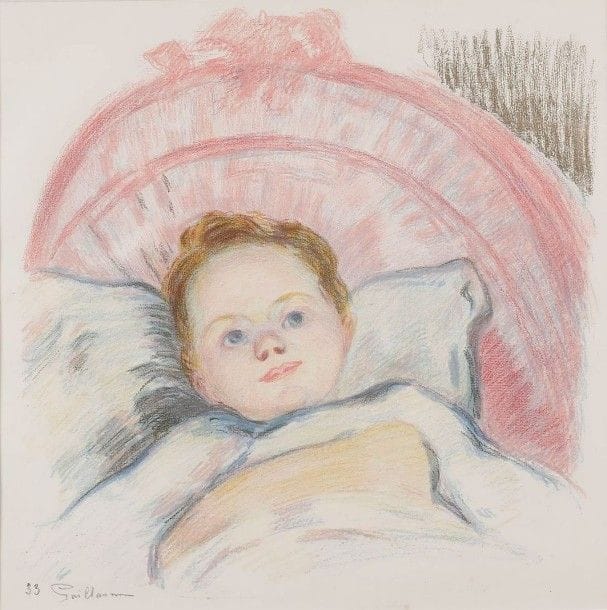 Armand GUILLAUMIN (1841-1927)

Portrait de Marguerite ou Tête d'enfant. 1897. Lithographie. 415 x 425. Kraemer 21; Johnson 62. Impression en couleurs. Très belle épreuve sur vélin blanc, numérotée et signée à la pierre noire. Marges. Tirage à 100 épreuves pour l'Album d'estampes originales de la Galerie Vollard. Cadre