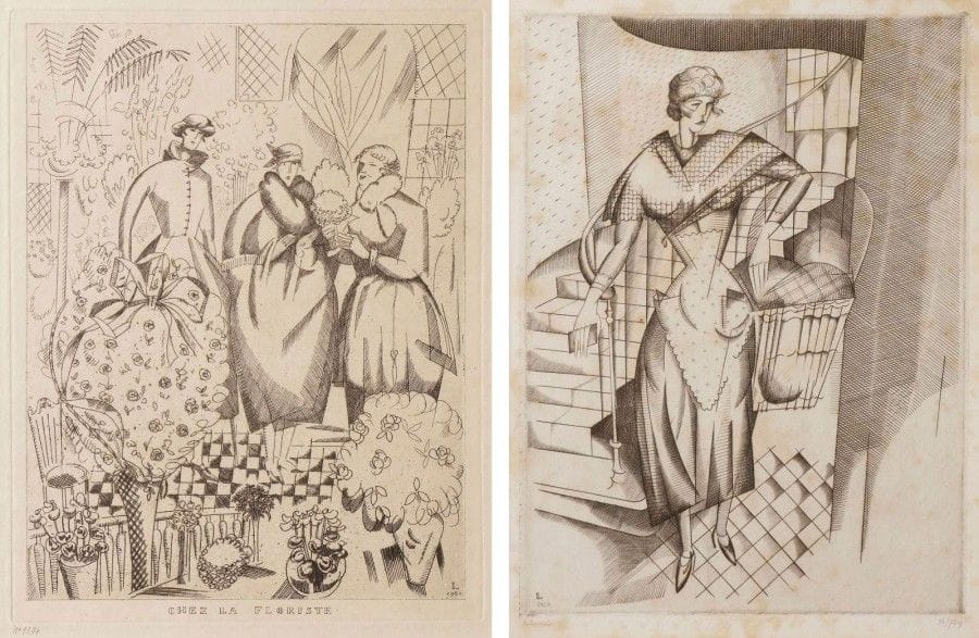 Jean-Emile LABOUREUR (1877-1943)

La Blanchisseuse. 1922. Burin. 175 x 250. Laboureur 229. Belle épreuve sur vélin mince, signée et numérotée au crayon. Rousseurs claires éparses. Marges. Tirage à 72 épreuves. Cadre. Joint: Chez la floriste. 1919-1920. Eau-forte. 150 x 195. Laboureur 192. Très belle épreuve sur simili-japon, numérotée au crayon. Toutes marges. Tirage à nombre pour Feuillets d'Art. Ens. 2 p