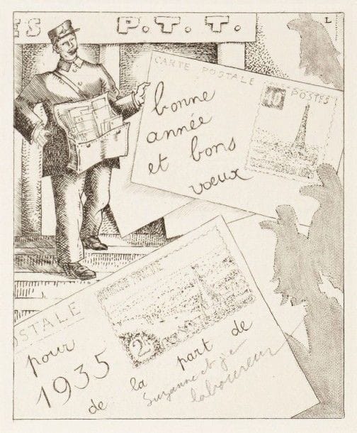 Jean-Emile LABOUREUR (1877-1943)

Les Nouveaux timbres. 1934. Eau-forte. 93 x 114. Laboureur 497. Épreuve de l'état définitif sur vélin, annotée par Suzanne Laboureur. Joint: La Rivière bretonne. 1934. Burin. 120 x 170. Laboureur V. 6. Réunion d'une épreuve sur vélin, signée au crayon, et de son cuivre gravé. Joint: timbre à 2 fr. gravé par Delzers d'après Laboureur, tiré en vert. Ens. 4 p. dans un cadre