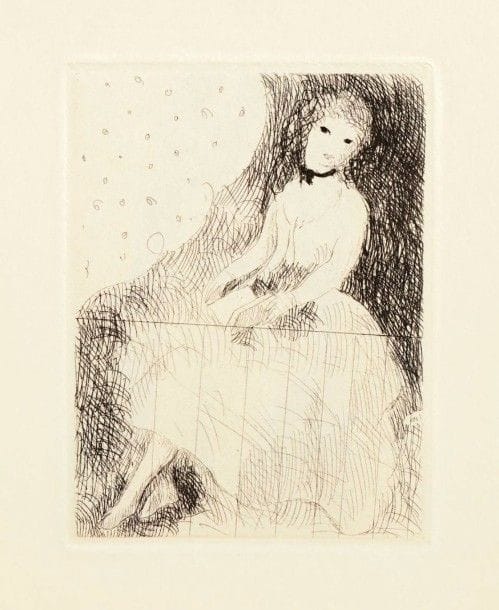 Marie LAURENCIN (1883-1956)

Pl. pour J. de Lacretelle, Lettres espagnoles, Paris, Société d'édition «Le Livre», 1926. Eau-forte. Chaque [160 x 250]. Marchesseau 109-119. Intéressante réunion de 2 suites des 11 pl., en 1er et en 2e état. Très belle épreuve sur japon. Toutes marges. Ens. 22 p