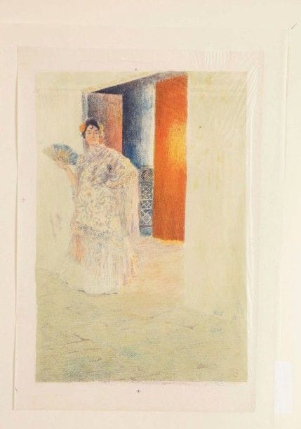 Alexandre LUNOIS (1863-1916)

Calle Pasión. Vers 1902. Lithographie. 265 x 400. I.F.F. 112. Impression en couleurs. Très belle épreuve d'essai sur japon mince, avant effaçage des croix de pointure, montée par la bord droit sur feuillet de simili-japon. Toutes marges