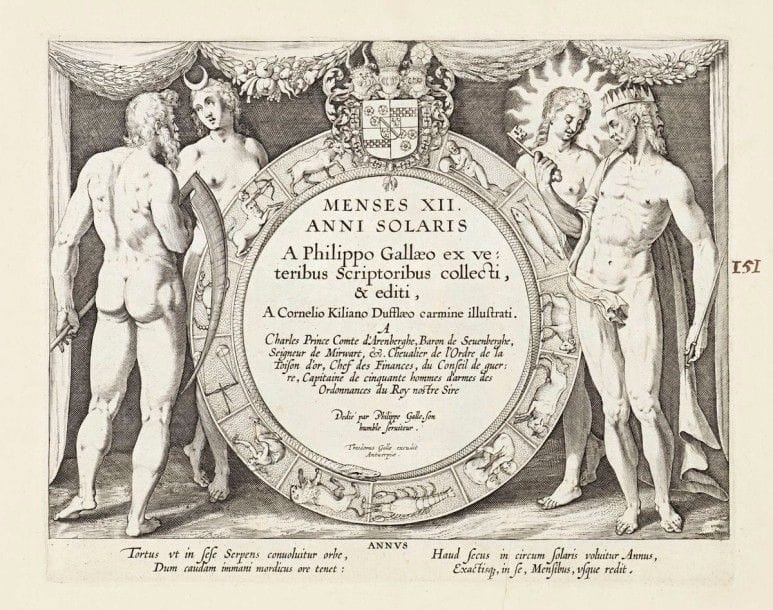 Philip Galle (1537-1612), éd

Menses XII. Anni Solaris (Les 12 mois de l'année). Gravé par Hans et Adriaen Collaert d'après J. de Momper. Chaque 260 x 211. Suite complète des 12 mois précédés d'un frontispice. Bonnes épreuves reliées en un cahier. Numéro à la plume et à l'encre sépia à droite de chaque sujet. Accidents, petites taches, plis de tirage et importantes déchirures à quelques pl. Toutes marges