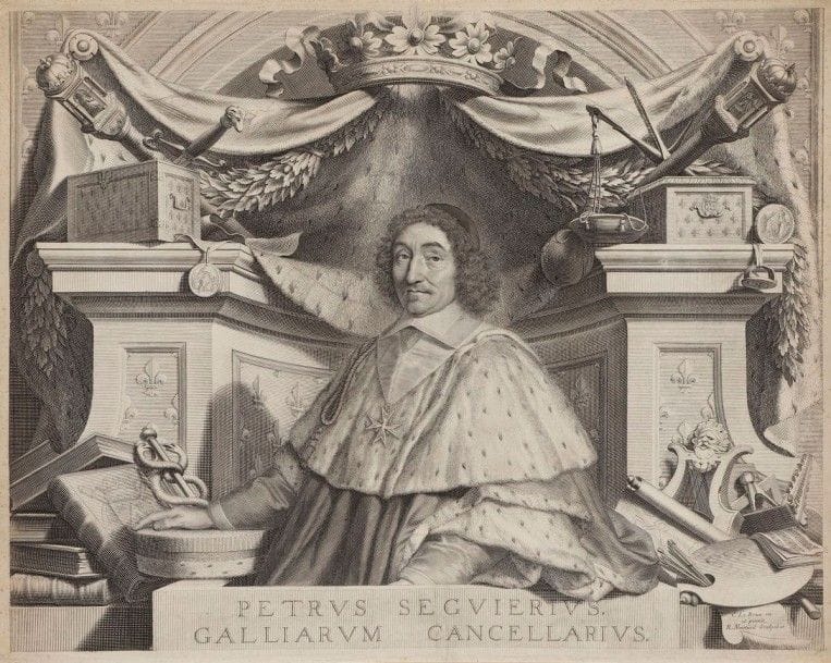 Robert NANTEUIL (1623-1678)

Le Chancelier Pierre Séguier. Vers 1656. Gravé d'après Lebrun. 600 x 480. Petitjean et Wickert 207. Très belle épreuve. Rousseurs claires. Petit accident dans l'angle supérieur gauche. Marges étroites